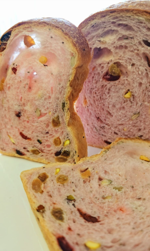 Soft Sourdough with Purple Sweet Potato, Dried Fruits and Nuts